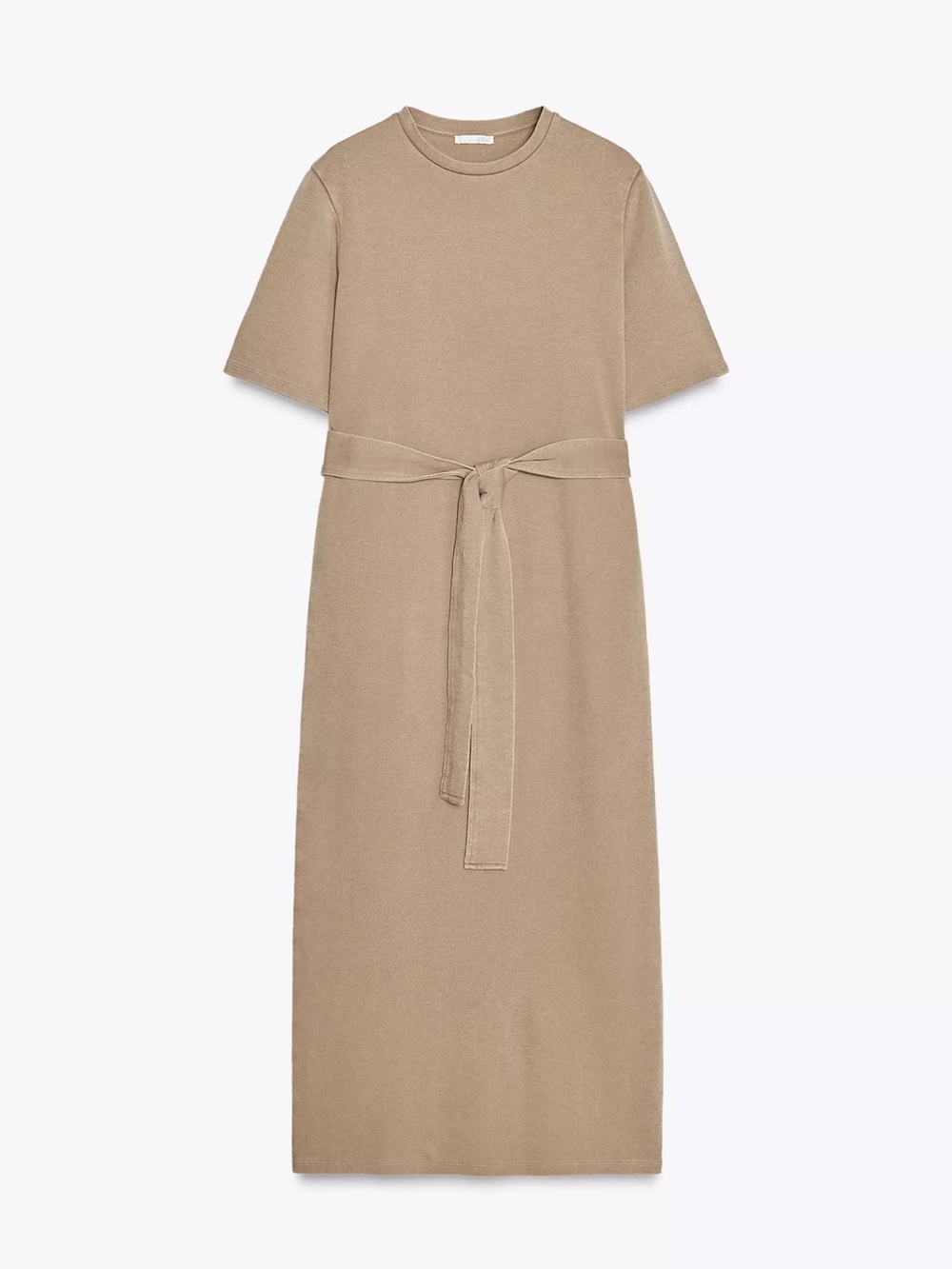 Zara Taupe Tie-Waist Maxi Dress